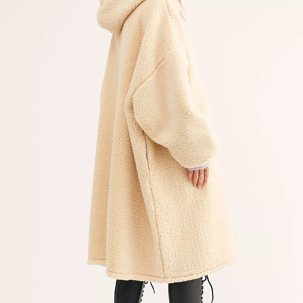 FREE PEOPLE Snuggle Me Sherpa Fleece Pullover Maxi Hooded Coat - Picture 14 of 14